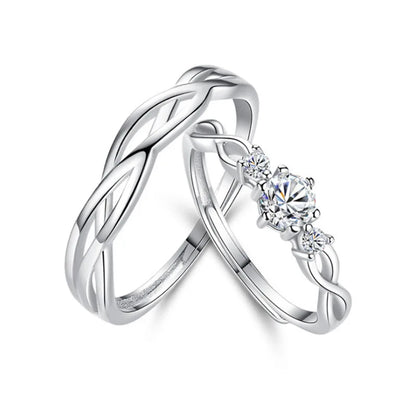 Luxury Zircon Couple Rings - Shiny Crown, Flower & Heart Design for Women & Men, Promise & Anniversary Wedding Jewelry