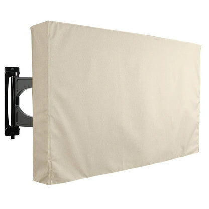 Weatherproof Dustproof Outdoor TV Cover – Beige Protective Screen Shield for 32”–65” TVs (Garden & Patio Use)