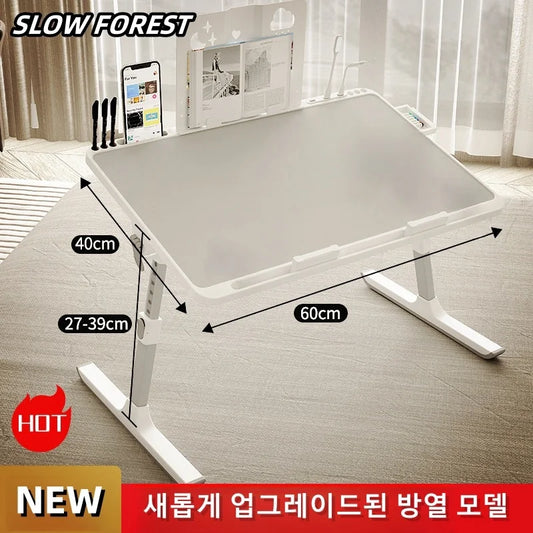 Adjustable Laptop Bed Tray Table – Portable Foldable Standing Desk with Storage Drawer for Sofa & Lap Use