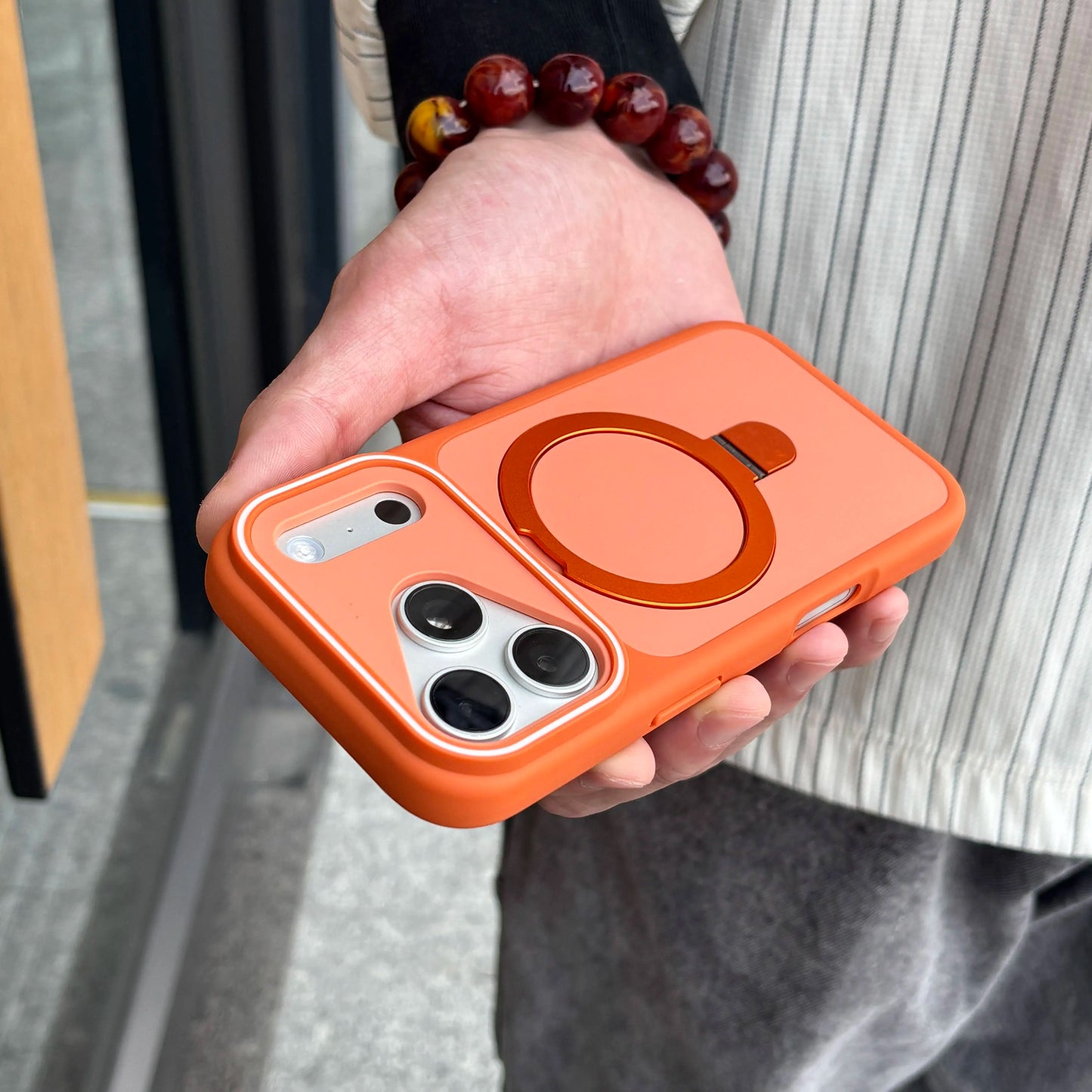 Shockproof MagSafe iPhone Case - Matte Armor Cover with Kickstand Holder