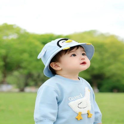 Cute Penguin Baby Sun Hat – 50CM Cotton Fisherman Cap for Kids 1-3 Years Boys & Girls Spring Summer 2026 Thin Breathable Infant Bucket Hat