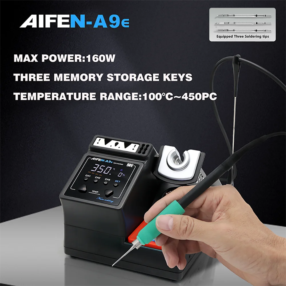 AIFEN A9E Soldering Station – Compatible with 210/245/115 Soldering Iron Tips & Handle Temperature Control for Welding