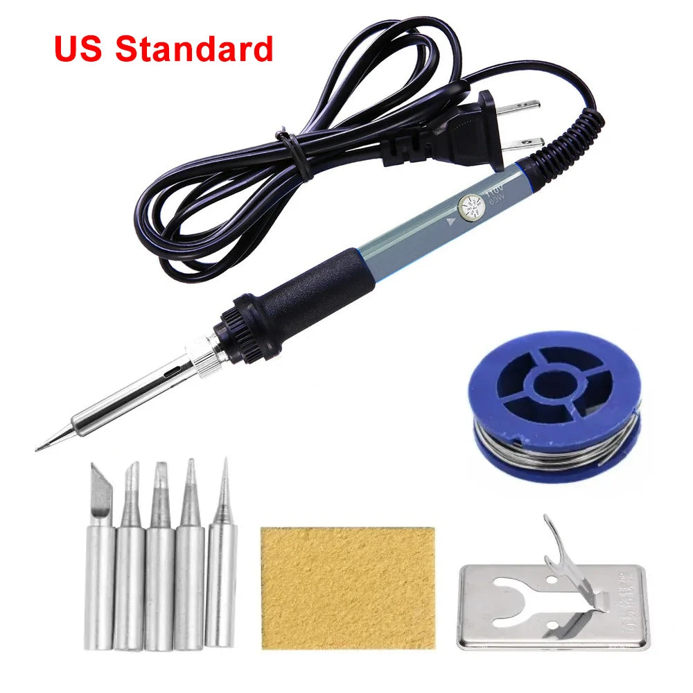 60W Adjustable Temperature Soldering Iron - 110V/220V Electric Welding Iron for DIY & Electronics Repair