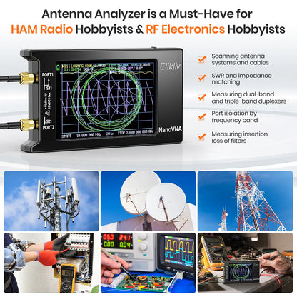 NanoVNA-H4 Vector Network Analyzer 10KHz-1.5GHz | 2.8/4" Display Antenna Tuner for MF HF VHF UHF | Spectrum Analyzer Nano VNA
