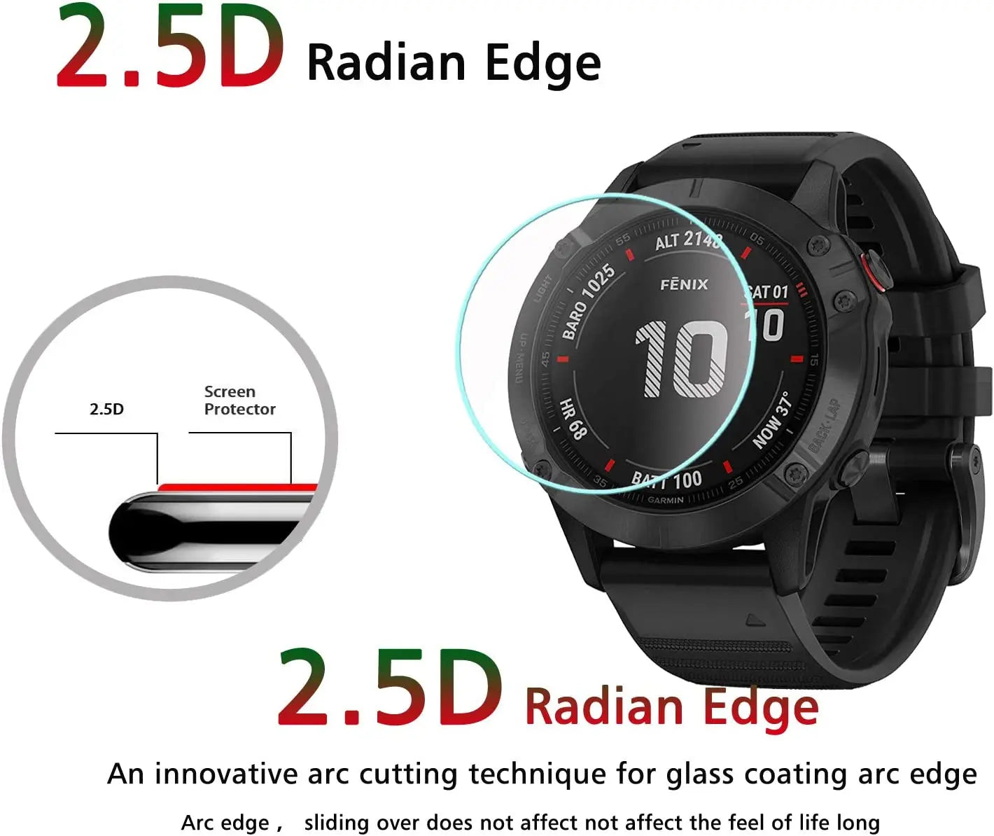 Tempered Glass Screen Protector for Garmin Fenix 8 7 6 Series – HD Sapphire Film for 43mm, 47mm, 51mm Smartwatch
