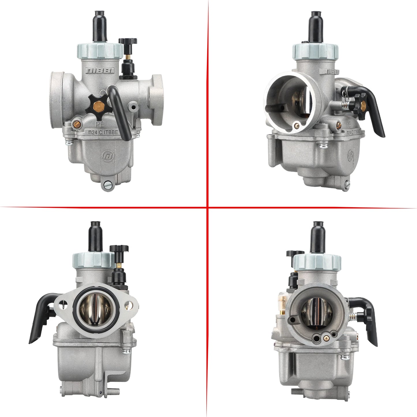 NIBBI PE Flange Carburetor for Motorcycle – 19mm-28mm 2T/4T GY6 Engine 100cc-250cc ATV Yamaha Pitbike Racing