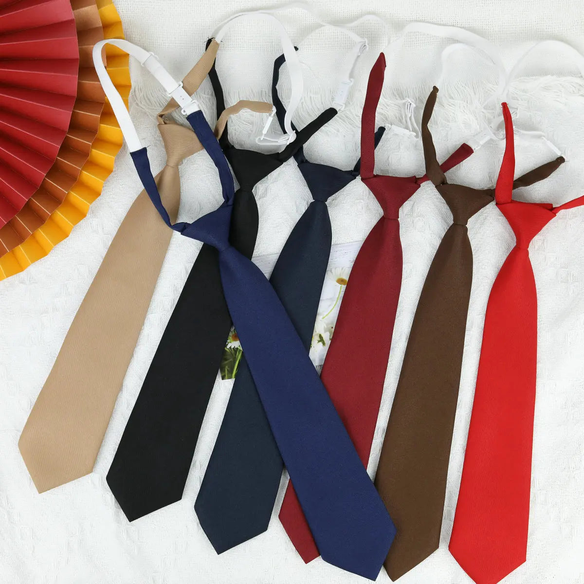 Lazy JK Small Necktie – Korean Style Solid Black, Wine Red, Dark Blue Uniform Ties for Girls & Students