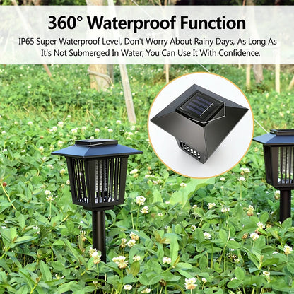 Solar Bug Zapper Lamp - Waterproof Cordless Mosquito Killer with UV & White Light for Indoor Outdoor Use