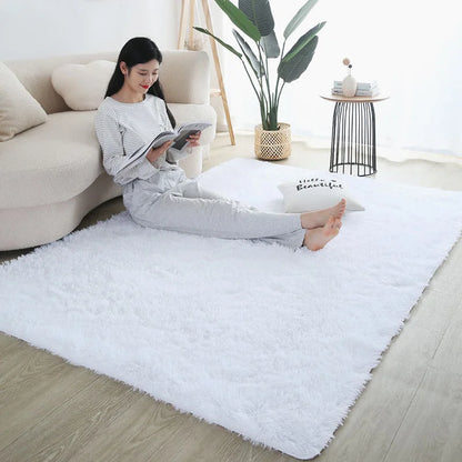 Furry Nordic Style Area Rug – Large Non-Slip Carpet for Living Room, Bedroom & Kids Room, Black/Gray/White Decor