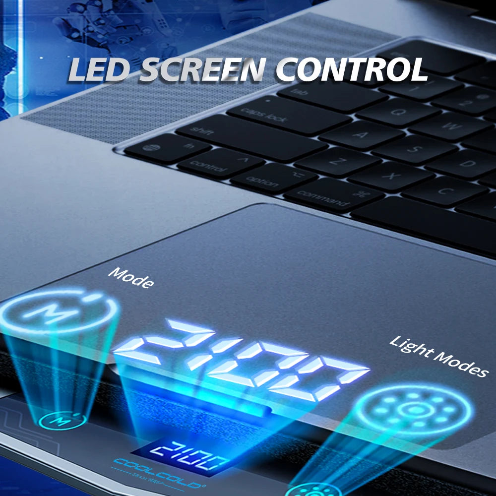 COOLCOLD RGB Air Compression Laptop Cooling Pad – Ultra-Quiet USB Cooler with Fast Heat Dissipation & Adjustable Stand for Gaming & Laptops