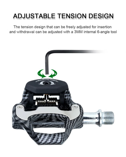 RACEWORK Carbon Fiber Road Bike Pedals Ultra-Light SPD Keo Self-Locking Professional Cycling Pedals