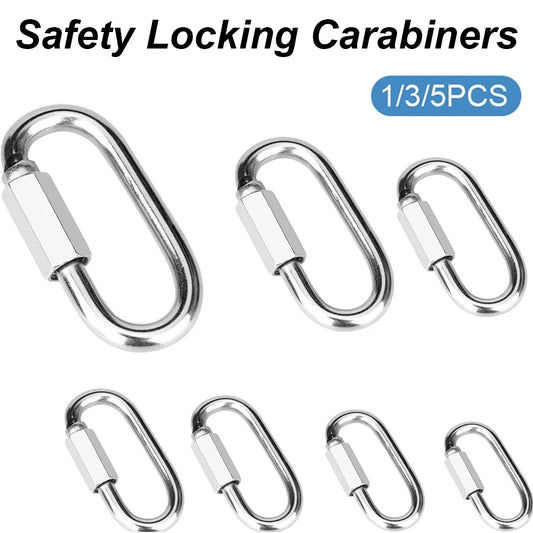 Stainless Steel Carabiner Quick Links - Safety Snap Hooks Chain Connectors for Keys, Climbing and Gear Repair