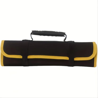 22-Pocket Oxford Canvas Folding Wrench Roll – Waterproof Tool Storage Organizer with Hand Roller