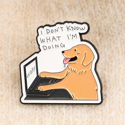 Funny Dog Enamel Pin - Humorous Pet Brooch Badge for Backpack Clothing Lapel Jewelry Gift Accessories