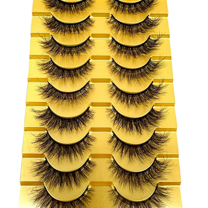 5/10 Pairs 3D Mink False Eyelashes – Wispy Handcrafted Full Strip Short Natural Lashes for Makeup