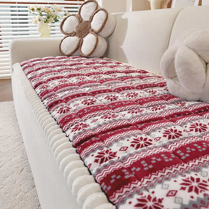 Christmas Sofa Mat Cover – Winter Warm Non-Slip Plush Cushion, Thicken Tatami for Living Room Home Decor