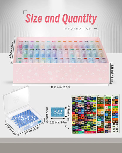 45pcs Diamond Painting Accessories – 2 in 1 Storage Trays with Lids & Bead Organizer