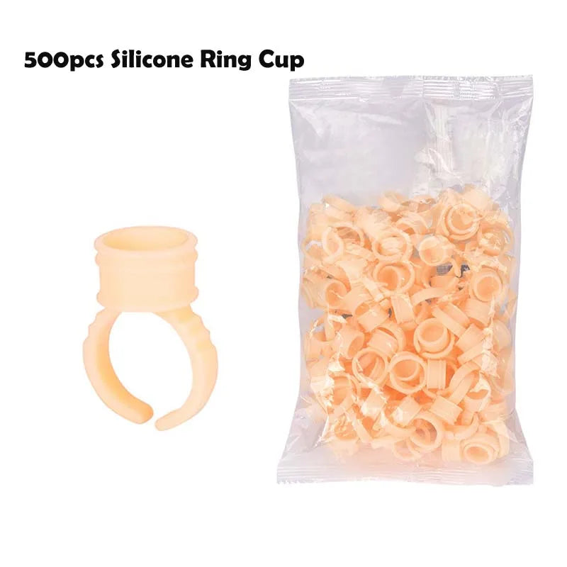 500PCS Disposable Silicone Pigment Rings – Tattoo Ink Cup Holders for Microblading, Eyebrow & Lip Permanent Makeup (PMU)