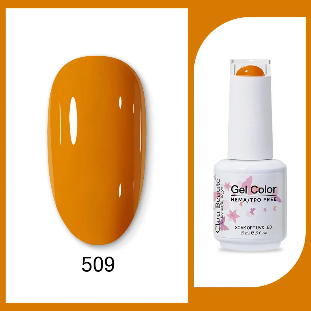 Clou Beaute 15ml Gel Nail Polish Set – Red Black White Green Neon UV Soak-Off Semi-Permanent Nail Varnish Base & Velvet Top Coat