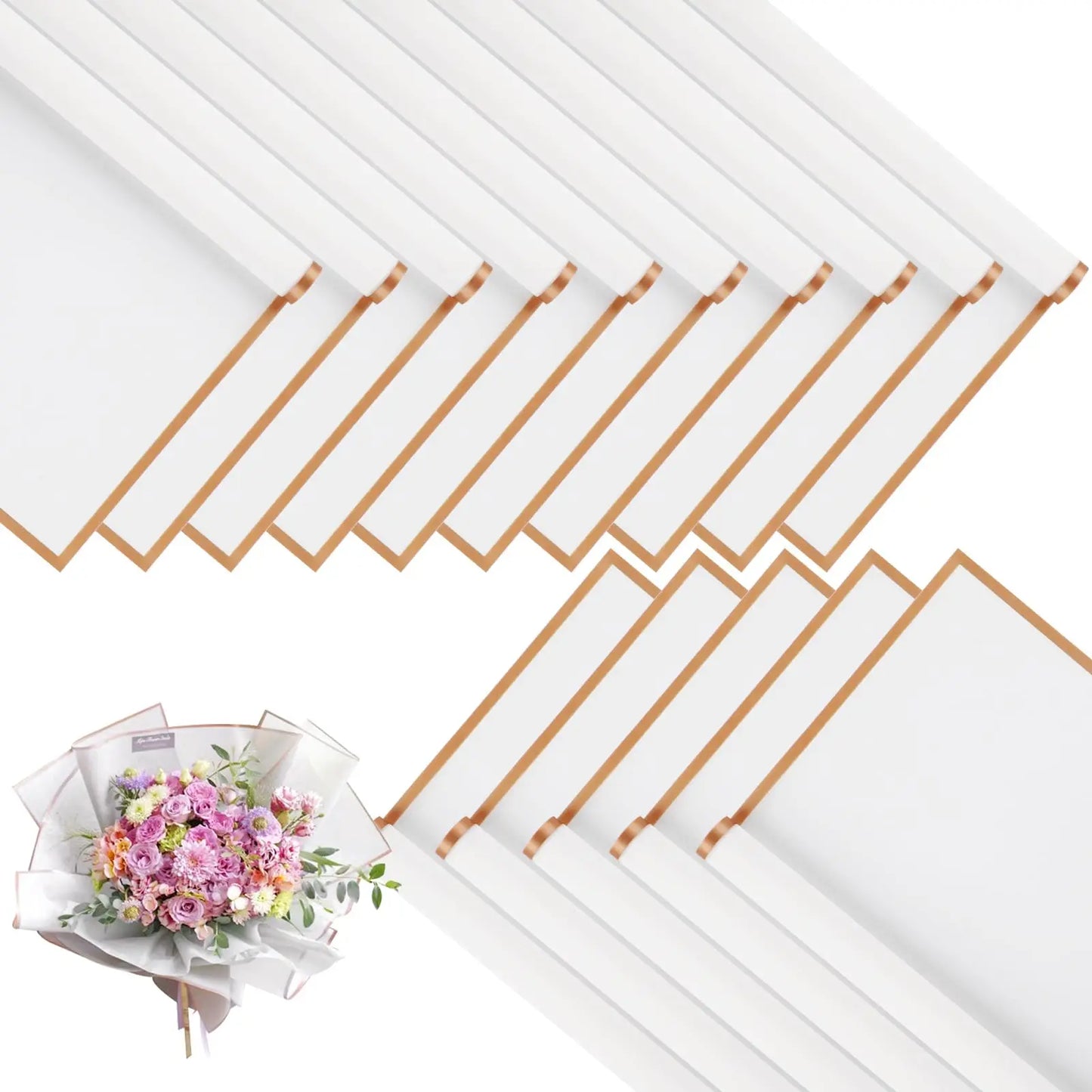 20 Sheets Matte Black Flower Wrapping Paper with Gold Edges – Waterproof Gift Wrap for DIY Wedding & Birthday Presents