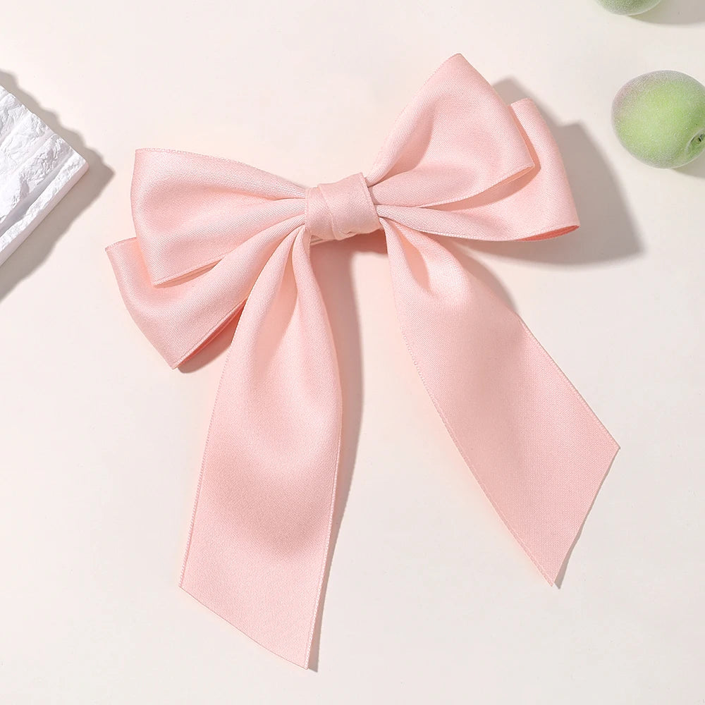 Hot New Fashion Fabric Large Bow Hairpin – Sweet Red & White Bow Hair Clips for Women & Girls, Top Clip, Female Hair Accessories