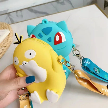 Cute Pikachu Silicone Purse – Pokémon Anime Shoulder Bag for Kids, Small Storage Princess Messenger Gift