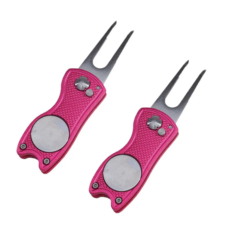 Foldable Golf Divot Repair Tool – Ball Marker & Groove Cleaner Putting Green Fork Accessory
