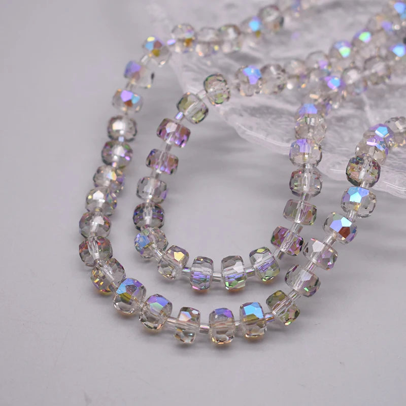 8mm Crystal Glass Beads Set - 30PCS Color Wheel Faceted Round Loose Beads for DIY Jewelry Making & Bracelets