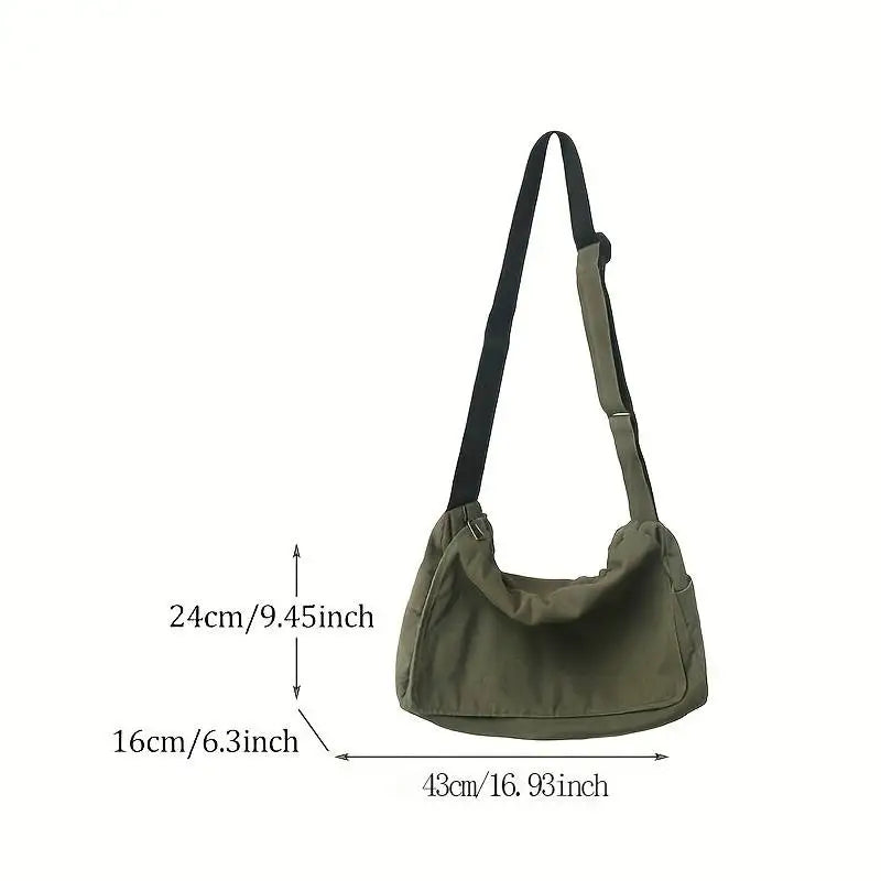 Women’s Vintage Canvas Messenger Bag – Casual Crossbody Shoulder Tote Handbag for Teenagers & Everyday Use