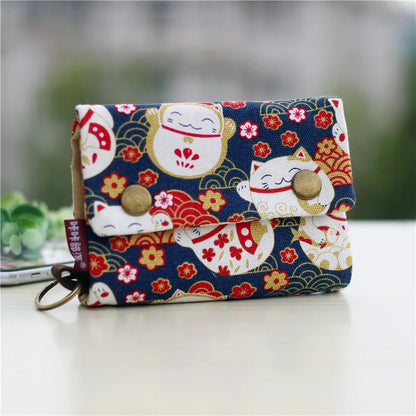 Women’s Canvas Cartoon Card Wallet – Foldable Key Organizer & Coin Purse, Small Pouch Money Bag for Girls 2024