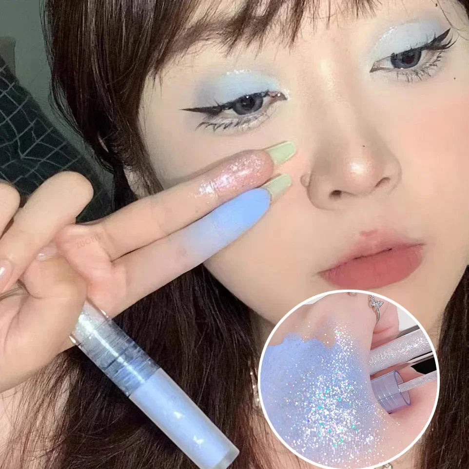 2-in-1 Double Head Glitter Liquid Eyeshadow – Waterproof Matte Blue Green Lightweight Summer Eye Makeup
