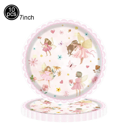 Pink Butterfly Fairy Party Tableware Set – Disposable Plates, Cups & Napkins for Birthday, Wedding & Baby Shower Decor
