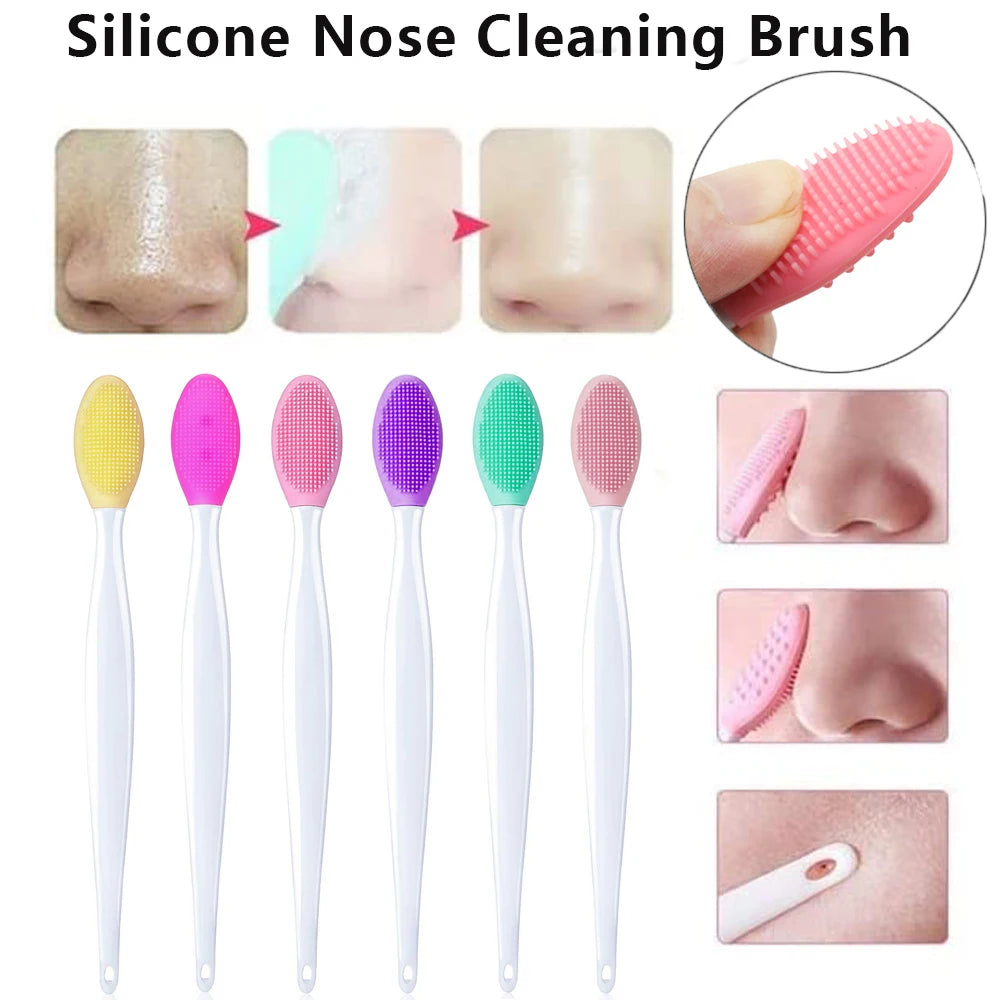 1/4PCS Silicone Face Cleaning Brush – Exfoliating Blackhead Removal Tool with Replacement Head for Skincare & Beauty Routine