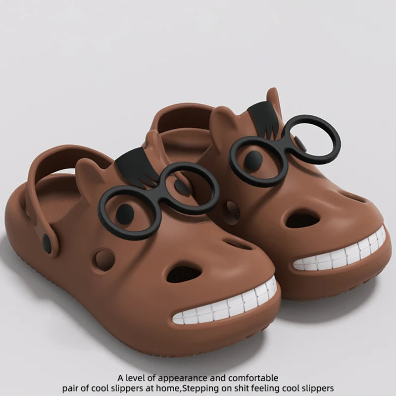 Funny Cartoon Platform Clogs - Soft EVA Slip-On Beach Sandals for Women & Couples