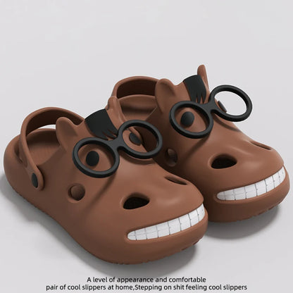 Funny Cartoon Platform Clogs - Soft EVA Slip-On Beach Sandals for Women & Couples