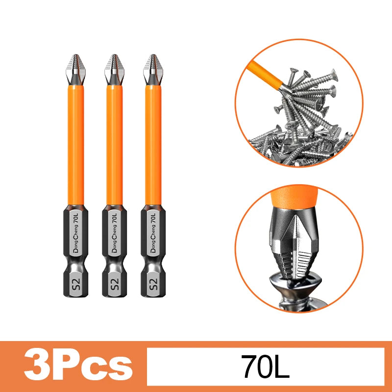 Magnetic Anti-Slip Screwdriver Bit Set - S2 Alloy Steel Impact Resistant Hex Shank Bits for Power Tools
