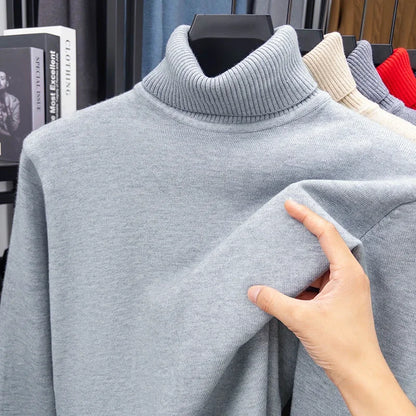 Men's Autumn Knitted Turtleneck Sweater - Slim Fit Long Sleeve Anti-Pilling Pullover Casual Streetwear Top