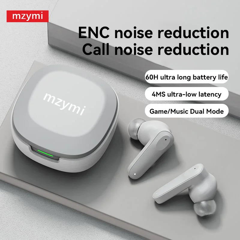 mzymi A98 TWS True Wireless Earbuds | ENC Noise-Reducing Waterproof Sport Headphones