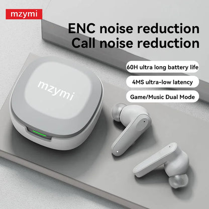 mzymi A98 TWS True Wireless Earbuds | ENC Noise-Reducing Waterproof Sport Headphones