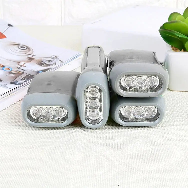 3 LED Hand Press Dynamo Crank Flashlight - Wind-Up Torch Light & Camping Lamp for Outdoor & Home Use