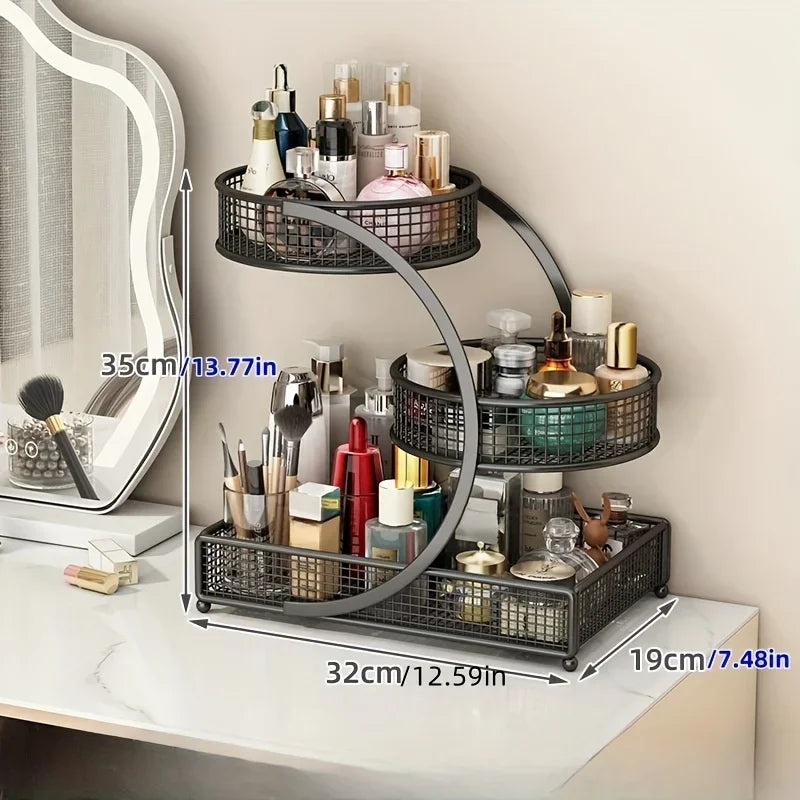 Metal Makeup Storage Rack – Multi-Layer Cosmetic & Skincare Organizer, Lightweight No-Installation Dresser Box for Home