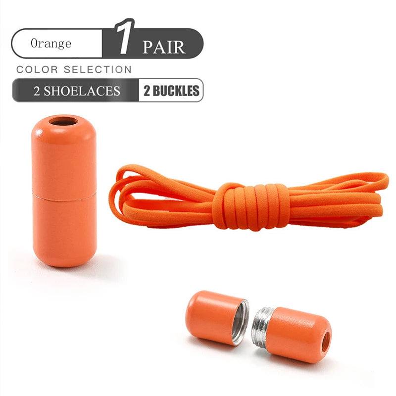 Elastic No Tie Shoelaces - Quick Lock Metal Laces for Kids & Adults Sneakers, Lazy Shoe Strings