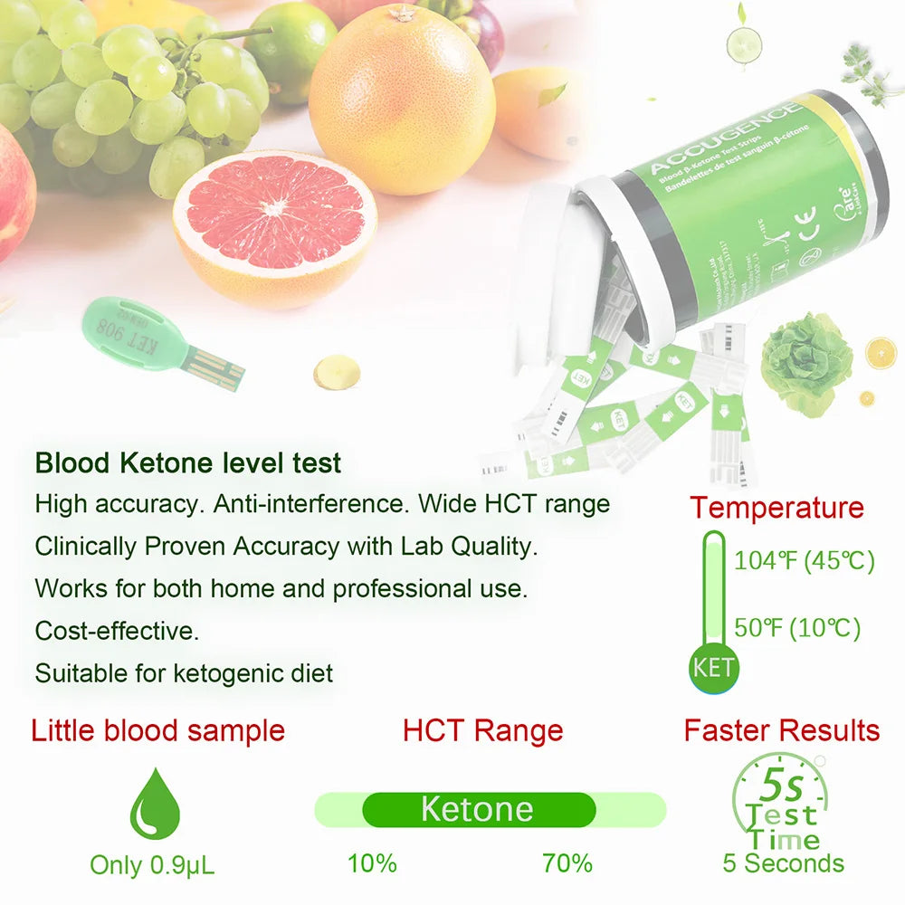 ACCUGENCE Multifunctional Test Strips - Blood Glucose, Ketone, Hemoglobin and Uric Acid Testing for PM800/PM900 Monitors