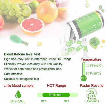 ACCUGENCE Multifunctional Test Strips - Blood Glucose, Ketone, Hemoglobin and Uric Acid Testing for PM800/PM900 Monitors