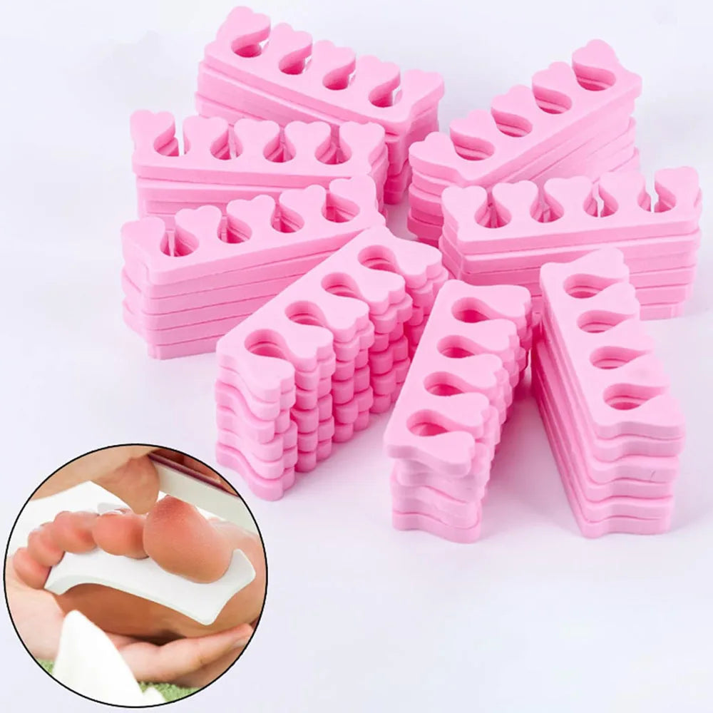 50 Pairs Soft Toe Separators – Flexible Heart Shape Nail Art & Pedicure Tools for Manicure Practice & Foot Care Support