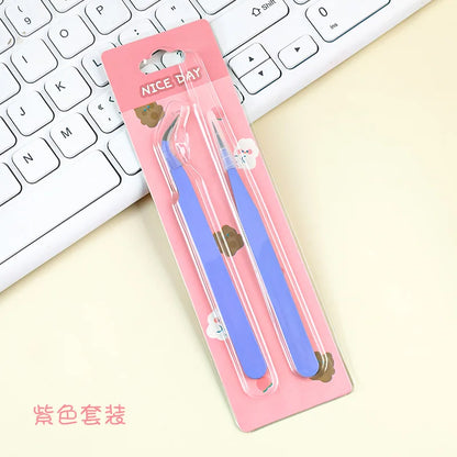 Multifunctional Tweezers Set - Angled Picking Tools & Color Clip Accessories