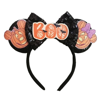 Mickey Mouse Ears Headband with Bow – Sequin Candy Cosplay Costume Party Accessory for Girls & Women, Christmas Gift