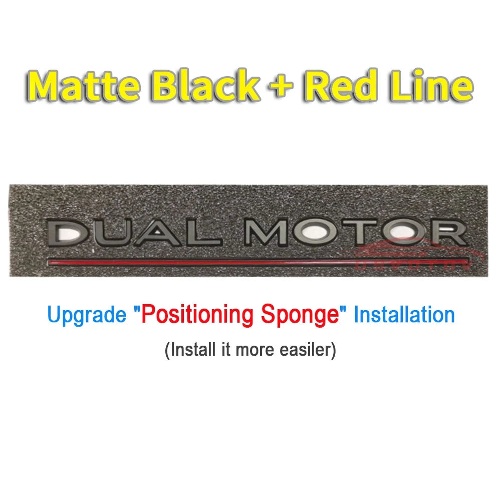 DUAL MOTOR Emblem for Tesla Model 3/Y/X/S — Chrome & Black/Red Trunk Badge Sticker, Car Styling