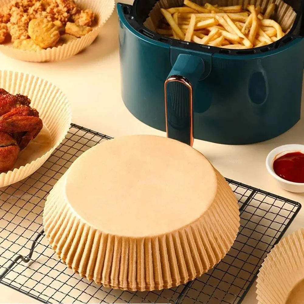 50/100PCS Disposable Air Fryer Paper Liners Non-Stick Round Baking Parchment for Kitchen Cooking