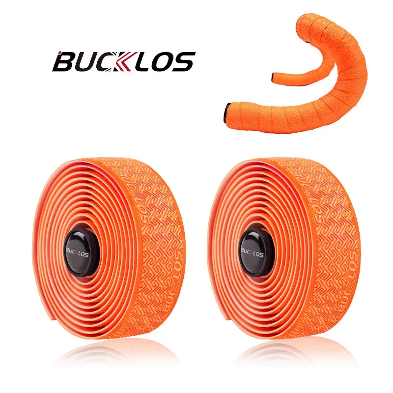 BUCKLOS Road Bike Handlebar Tape – PU Shock-Absorbing Anti-Slip Wrap with Bar End Plugs for Cycling
